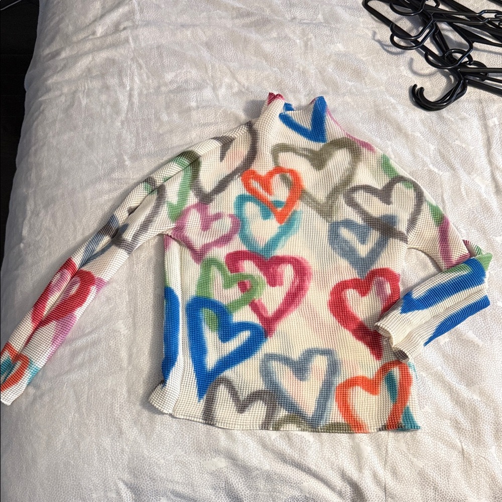 Colorful Heart Patterned Women's Sweater
